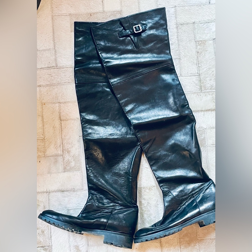 Michael Kors Black Leather Over the Knee Black Leather Boots